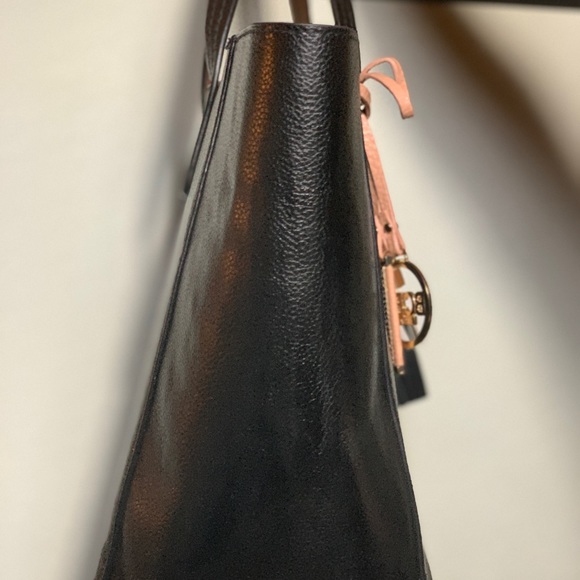 BCBG Large Black Leather Tote - Picture 5 of 6